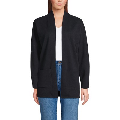 Lands' End Women's Cotton Half Milano Open Cardigan Sweater