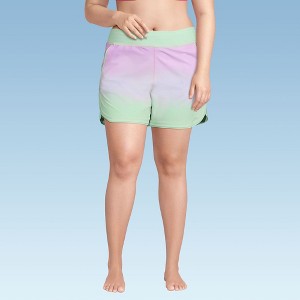 Lands' End Women's 5" Quick Dry Elastic Waist Board Shorts Swim Cover-up Shorts with Panty - 1 of 4