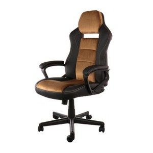 Elama High Back Adjustable Faux Leather Office Chair in Black and Brown - 1 of 4