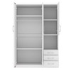 2-Doors Wooden Wardrobe Storage for Bedroom, with Shelves and 3 Drawers, Gray - 4 of 4