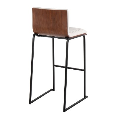 Cream Fabric and Black Metal Barstool Set with Wood Back, 30 inch