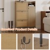 Rattan Shoe Cabinet, Narrow Freestanding Shoe Organizer with 3 Flip-Drawers & 4 Adjustable Shelves, Shoe Storage Cabinet - 4 of 4