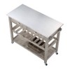Boraam Montana Kitchen Island with Stainless Steel TopLight Barnwood Wire Brush: Acacia Wood, 2 Drawers, Storage Shelf - 4 of 4