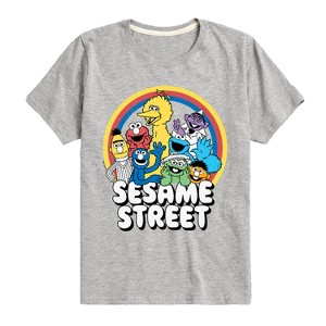 Boys' - Sesame Street - Sesame Group Rainbow Short Sleeve Graphic T-Shirt - 1 of 4