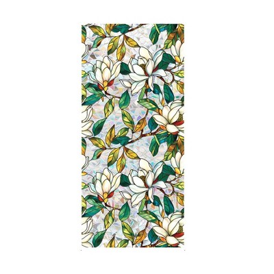 Window Privacy Film, Double-Sided Colorful Plants and Flowers Pattern Window Clings, PVC Static Cling Decorative Window Film