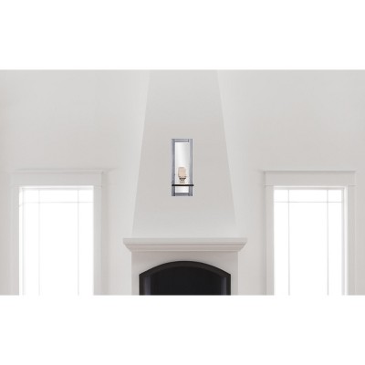 Emerson Ice Blue Mirrored Wall Sconce with Candle Holder