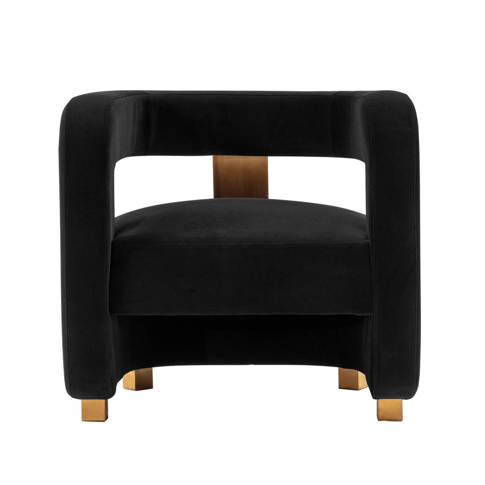 Photos - Sofa Amirah Modern Velvet Upholstered Accent Chair Black - Manhattan Comfort
