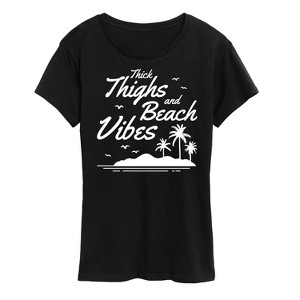 Women's - Instant Message - Thick Thighs Beach Vibes Short Sleeve Graphic T-Shirt - 1 of 4