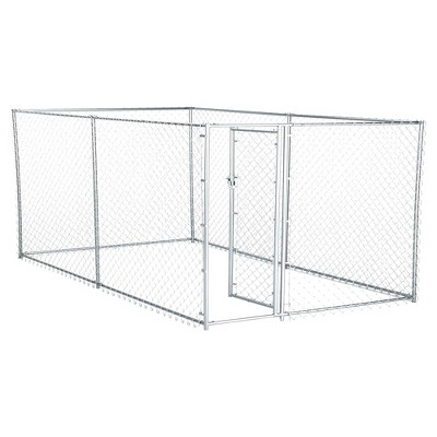 Lucky Dog Galvanized Steel Chain Link Outdoor Dog Kennel with Latching Door