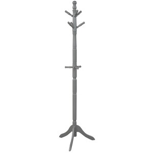Tangkula Free Standing Coat Rack Solid Wood Hall Tree w/9 Hooks & 2 Adjustable Height Grey/Black/Brown - 1 of 4