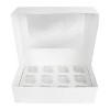 O'Creme White Cardboard Window Cake Box with Cupcake Insert, 14" x 10" x 4" - Pack of 5 - 2 of 3