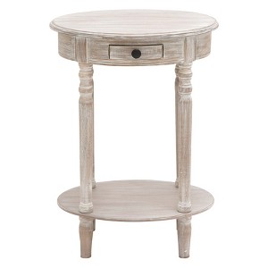 Olivia & May Wood Oval Accent Table Taupe: Farmhouse Style, Single Drawer, Indoor Use, Shelf Storage - 1 of 4
