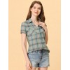INSPIRE CHIC Women's Classic Short Sleeve Button Down Plaid Shirt - 2 of 4