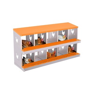 Chicken Nesting Boxes, Hole Roll Away Nest Box for Chicken Coop, Metal Egg Laying Box with Lid Cover to Protect Eggs, Rollout Egg Collection - 1 of 4