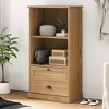 vidaXL VIGO 2-Tier Pine Wood Bookshelf with Drawers - Rustic Storage Cabinet for Home/Office - 23.6x13.8x45.1 Inches, Brown Freestanding Bookcase - 2 of 4