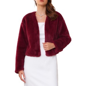 INSPIRE CHIC Women's Formal Evening Cocktail Bridal Wedding Elegant Faux Fur Jacket - 1 of 4