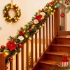 Pre-lit 6 FT Artificial Garland with 20 Led Lights with Pine Cones, Red Berries & Bows, Xmas Decoration - 2 of 4