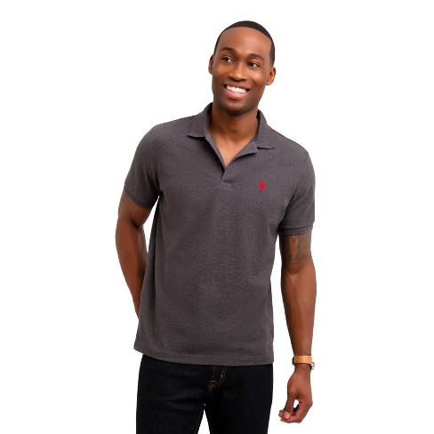 U.S. Polo Assn. Mens Solid Pique Polo With Small Pony Dark Heather Grey  Small