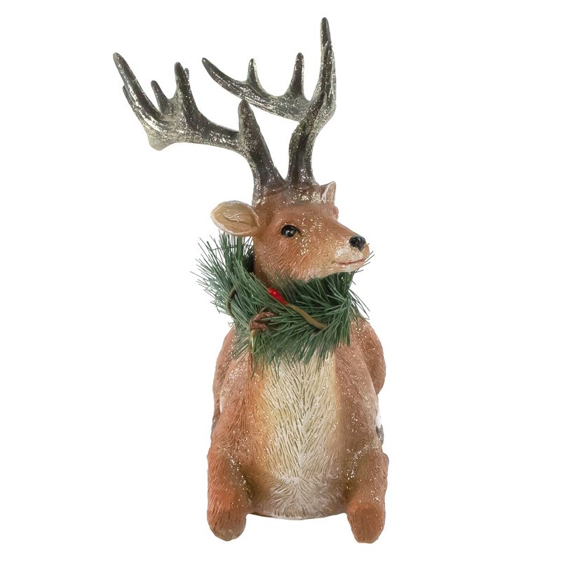 Northlight 10" Glittered Brown Kneeling Deer Christmas Decoration, 3 of 8