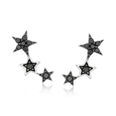 Ross-Simons 0.25 ct. t.w. Black Diamond Star Earrings in Sterling Silver