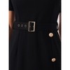 INSPIRE CHIC Women's V Neck Side Slit Belted Button Decor Short Sleeve 2026 Sheath Dresses - 4 of 4