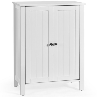 Costway 2-door Bathroom Floor Storage Cabinet Space Saver Organizer ...