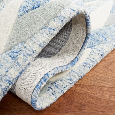 Blue and Ivory Hand-Tufted Wool Rectangular Area Rug