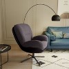 Dark Gray 360° swivel office chair with imitation leather and black metal base, without wheels - 2 of 4