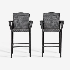 WestinTrends Outdoor Wicker Bar Stools Set of 2 - 1 of 4