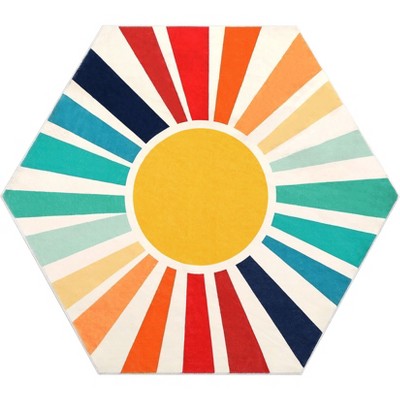 Washable Modern Colorful Rug Non Slip Low Pile Rug Soft Sun Accent Throw Floor Cover Foldable Indoor Carpet for Living Room Bedroom Playroom