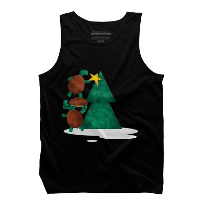 Men's Design By Humans Christmas Tree Turtle By moredesignsplease Tank Top