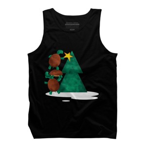 Men's Design By Humans Christmas Tree Turtle By moredesignsplease Tank Top - 1 of 4