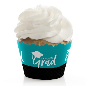 Big Dot of Happiness Teal Graduation Party Decorations - Party Cupcake Wrappers - Set of 12 - 1 of 4