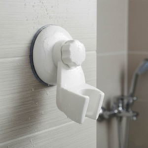 Evideco French Home Goods Non-Rotating Hand-Held Shower Head Bracket in White - Secure Suction Cup Mount, Fits Up to 1-Inch Base, No Drilling Required - 1 of 4