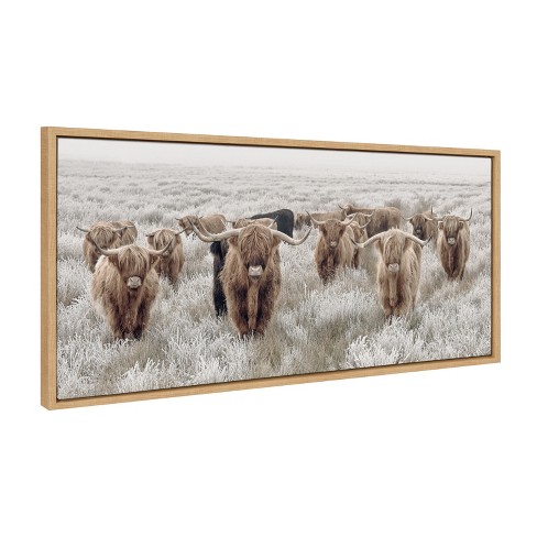 Kate And Laurel Sylvie Herd Of Highland Cows Color Framed Canvas By The ...