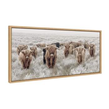 Kate and Laurel Sylvie Herd of Highland Cows Color Framed Canvas by The Creative Bunch Studio