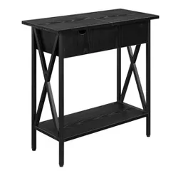 Tucson Flip Top End Table with Charging Station and Shelf Black - Breighton Home