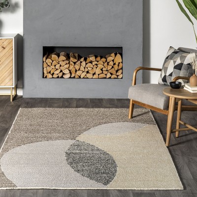 Evangeline Ivory and Gray Abstract Wool 5' x 8' Area Rug