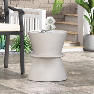Maggift Patio End Tables Accent Side End Table for Outdoor and Indoor, Garden, Backyard Use, Special Design, White, 15.5"*15.5"*18" - 1 of 4