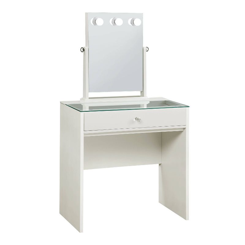 24/7 Shop At Home Frosthaven Makeup Vanity Table with Adjustable Mirror Set Luminous White, 1 of 5