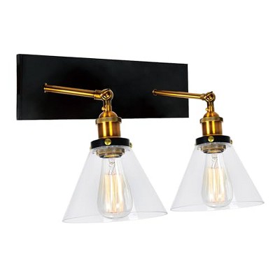 CWI Lighting Eustis 2 Light Wall Sconce With Black & Gold Brass Finish