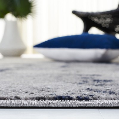 Navy and Grey Abstract Synthetic Area Rug 2'6" x 4'