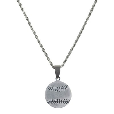 Dicksons Softball Player Pendant 18 inch Women's Stainless Steel Necklace