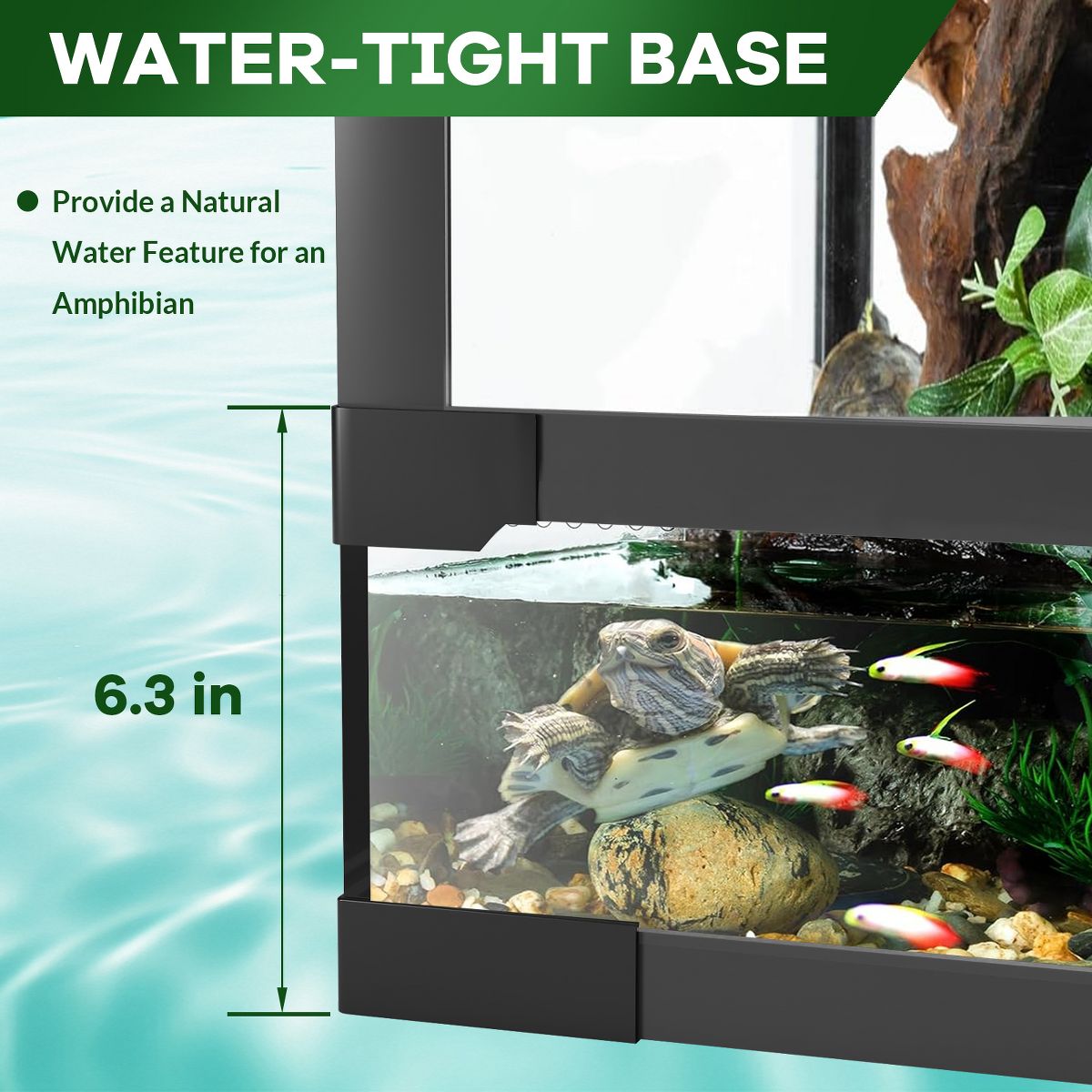Tall Glass Reptile Terrarium with Mesh Vent Top Double Hinged Lockable Doors Waterproof Anti Escape Base for Lizard Snake Bearded Dragon - thumbnail 2