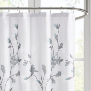 LunaLulinlk Floral Printed Burnout Shower Curtain - 1 of 4