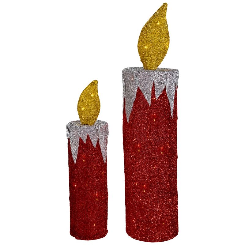 Northlight Set of 2 LED Lighted Red Candles Outdoor Christmas Decorations 22.75", 3 of 8
