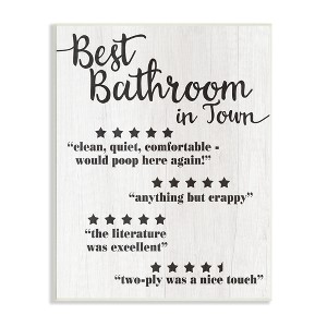 Stupell Industries Five Star Bathroom Funny Word Black And White Textured Design, 13" x 19" - 1 of 4