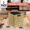 Ornavo Home 2 Pack Paper Wicker Storage Shelf Basket Cube Bin with Handles - 2 of 4