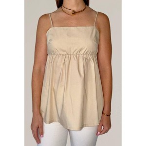 Women's Cotton Blend Poplin Babydoll Tank Top - nlt - 1 of 4