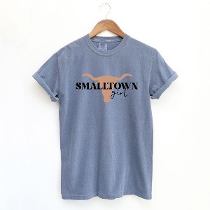 Simply Sage Market Women's Small Town Girl Bull Short Sleeve Garment Dyed Tee - 1 of 2